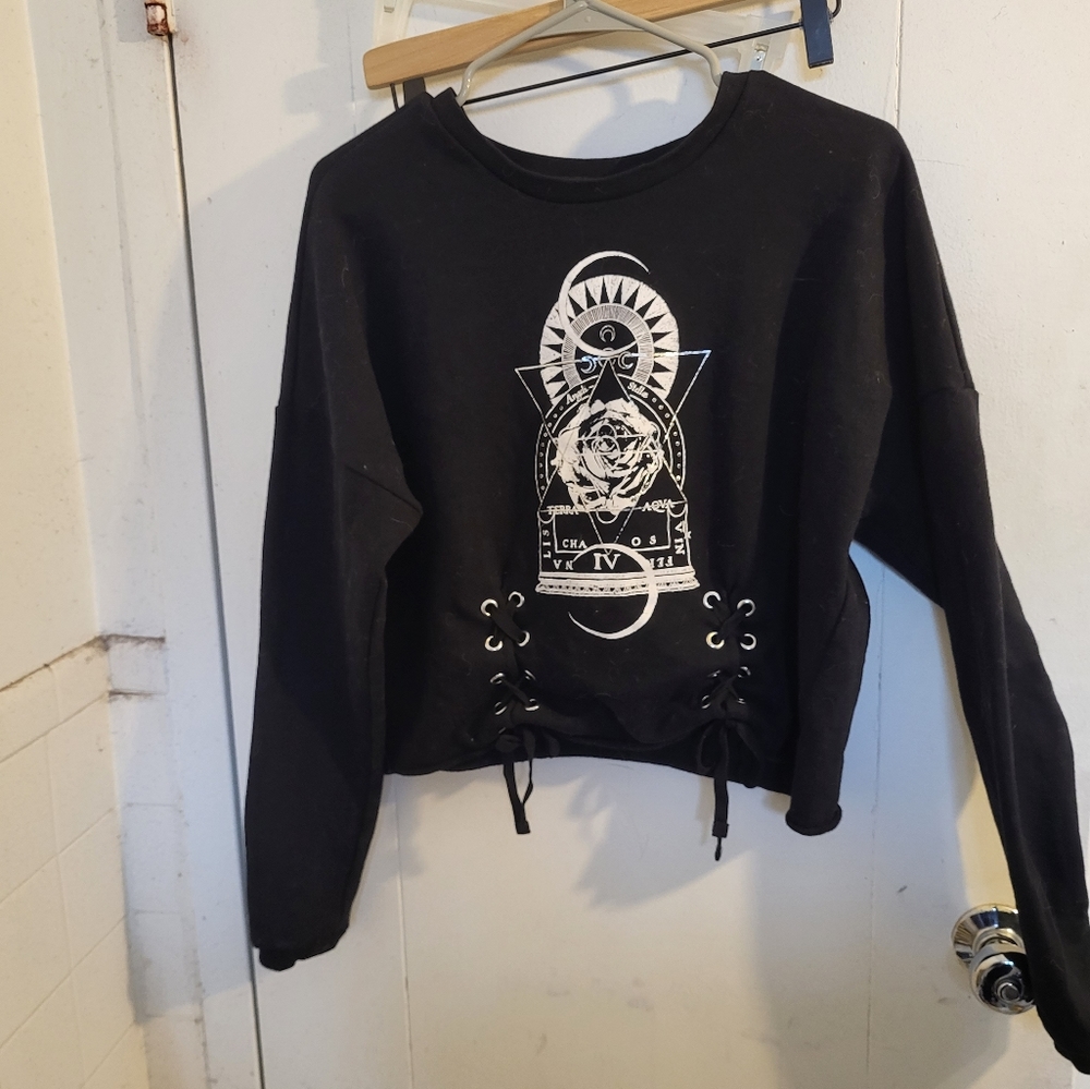 Hot Topic Lace Floral Sweater Abstract Witch Lunar